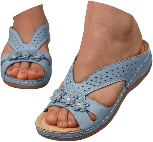 Bohemian Sandals for Women Wedge Shoes 2025 Arch Support Open Toe Fish Mouth Mesh Breathable Slides Lightweight Platform Shoe