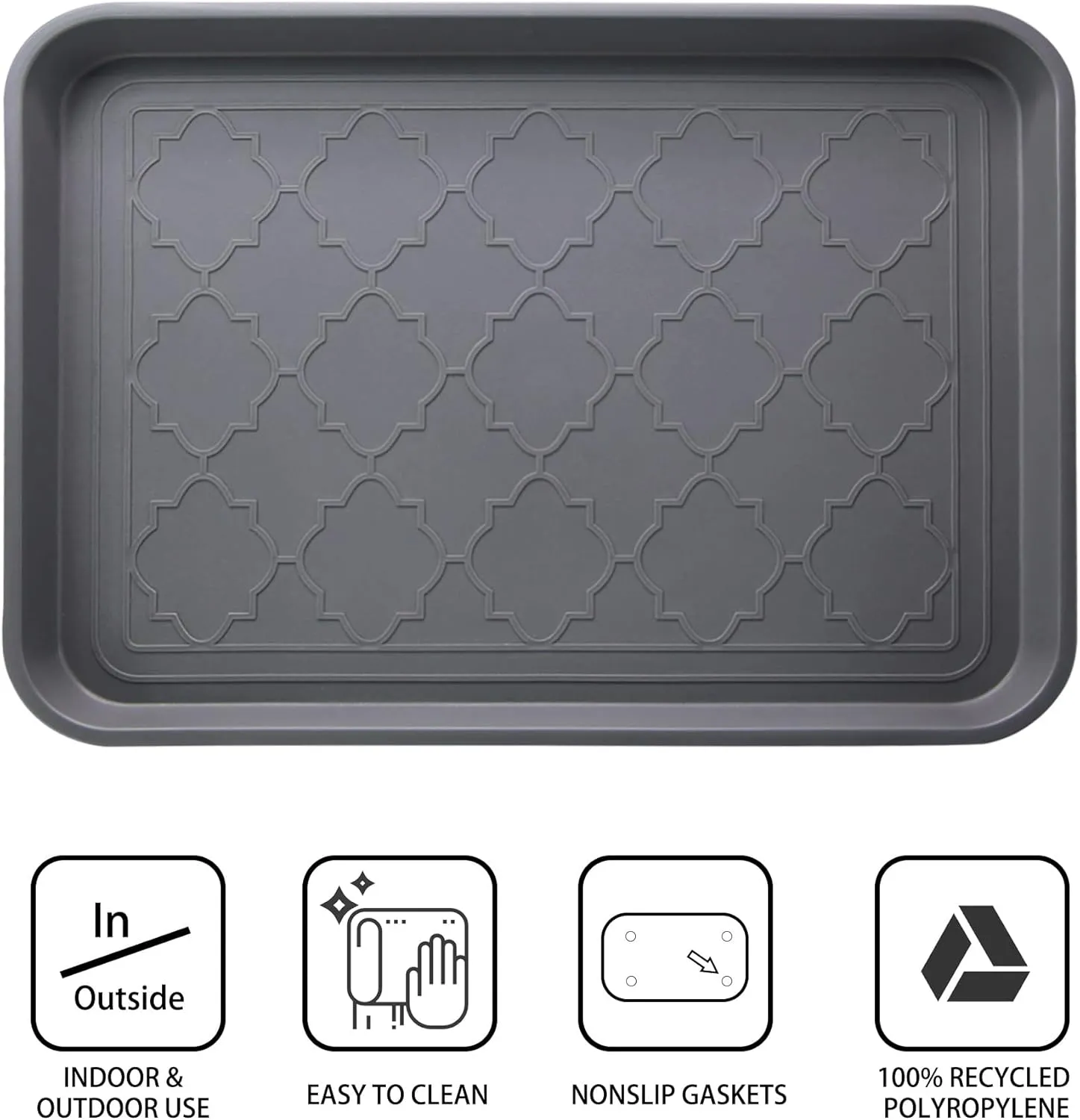 Boot Tray for Entryway Indoor, Heavy Duty Shoe Mat Tray 2 Packs, 16.7"x12.8" Waterproof Shoes Trays with Raised Edge, Outdoor Multi-Purpose Mats for Boots, Garden, Pets