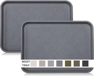 Boot Tray for Entryway Indoor, Heavy Duty Shoe Mat Tray 2 Packs, 16.7"x12.8" Waterproof Shoes Trays with Raised Edge, Outdoor Multi-Purpose Mats for Boots, Garden, Pets