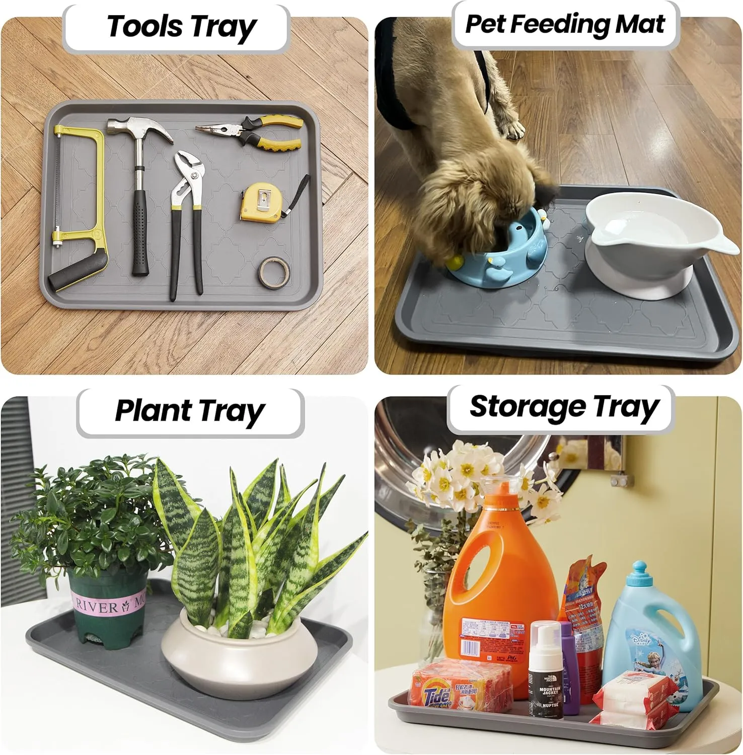 Boot Tray for Entryway Indoor, Heavy Duty Shoe Mat Tray 2 Packs, 16.7"x12.8" Waterproof Shoes Trays with Raised Edge, Outdoor Multi-Purpose Mats for Boots, Garden, Pets