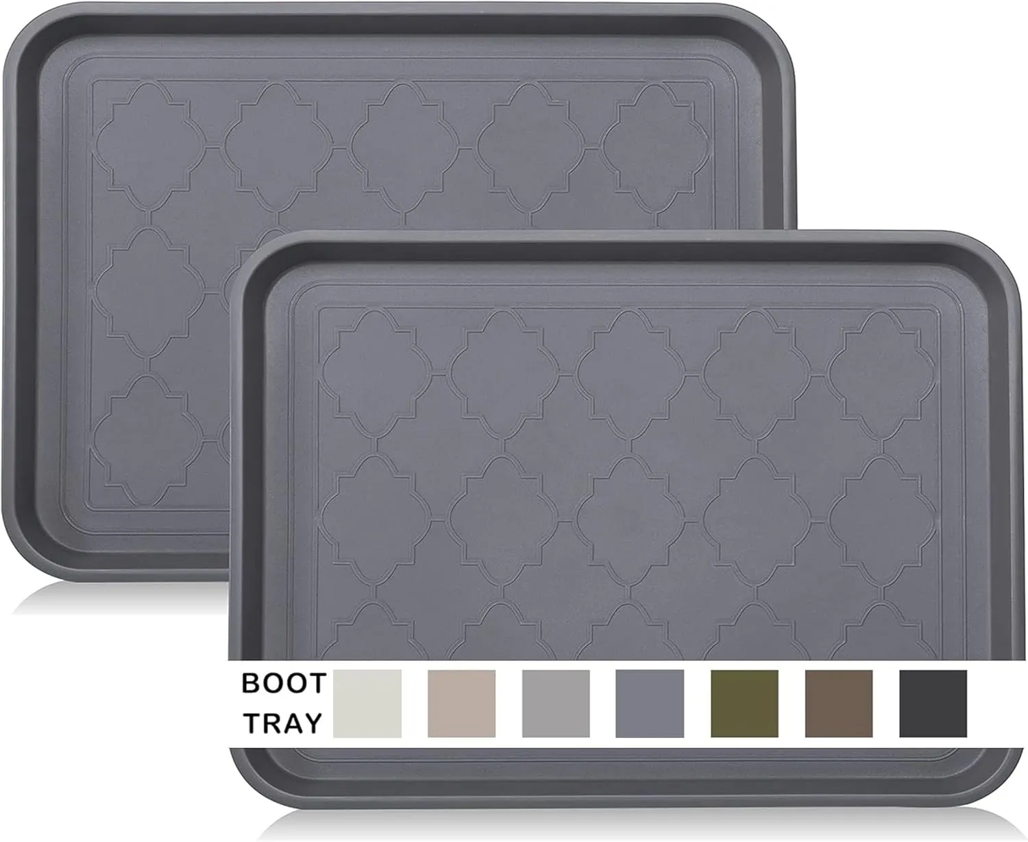 Boot Tray for Entryway Indoor, Heavy Duty Shoe Mat Tray 2 Packs, 16.7"x12.8" Waterproof Shoes Trays with Raised Edge, Outdoor Multi-Purpose Mats for Boots, Garden, Pets