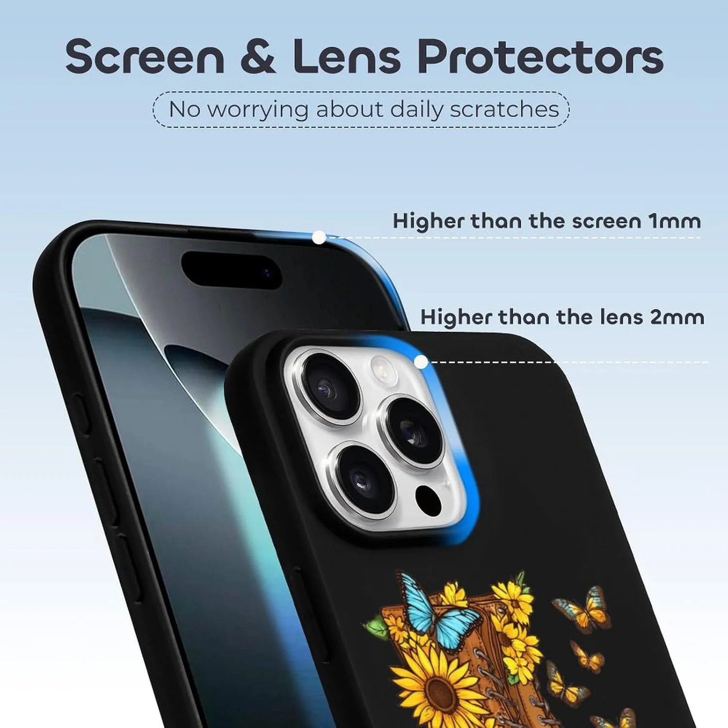 Boots Butterfly Sunflower Flowers TPU Phone Case Slim Protective Cover Case Compatible with iPhone 16/Plus/Pro/Pro Max/E