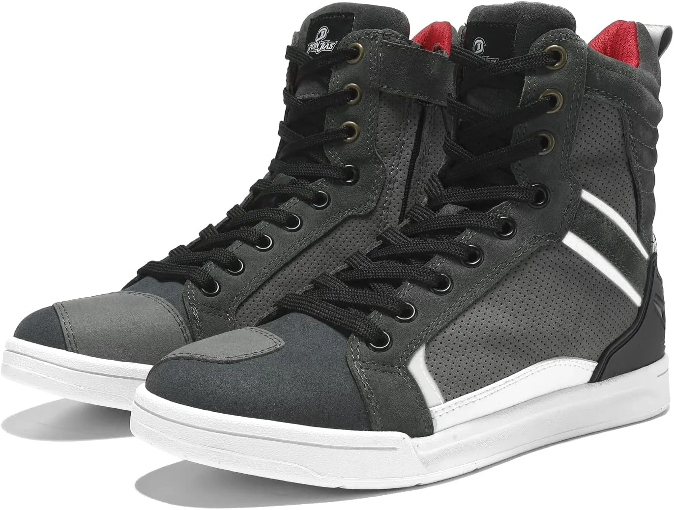 BORLENI Motorcycle Boots Street Riding Shoes Anti-Slip Outdoor Trekking Hike Work Shoes for Men, Grey 11