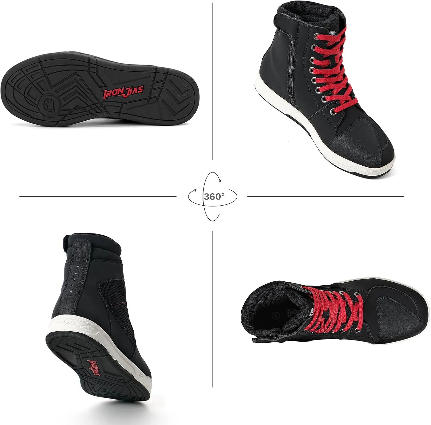 BORLENI Motorcycle Riding Shoes Road Street Motocross Protective Boots for Men, Casual Breathable Powersports Shoes