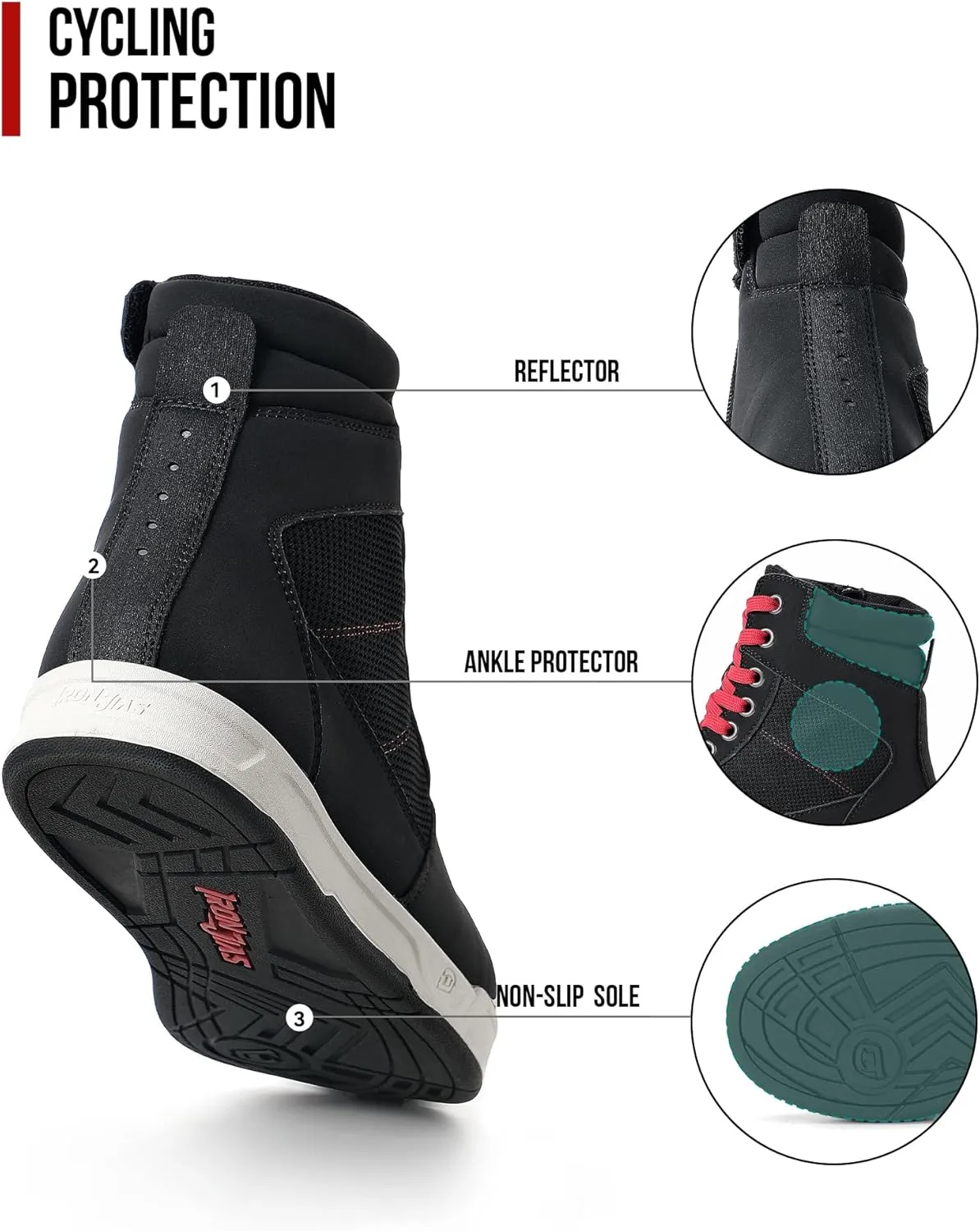 BORLENI Motorcycle Riding Shoes Road Street Motocross Protective Boots for Men, Casual Breathable Powersports Shoes