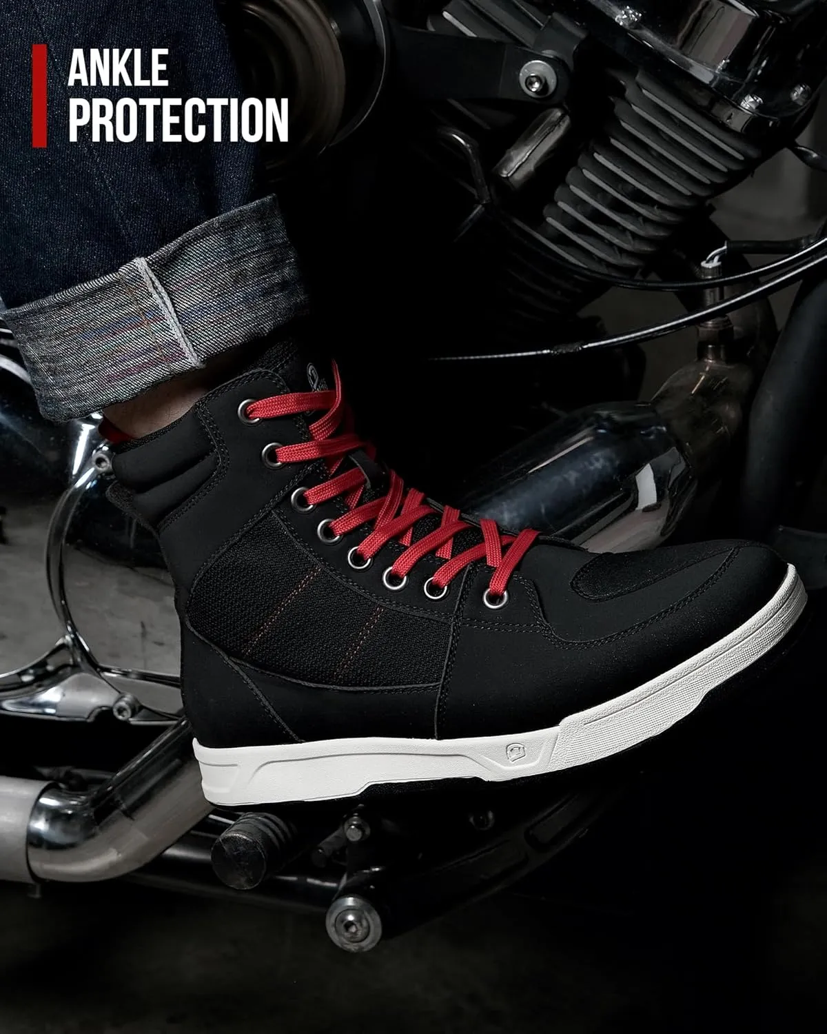 BORLENI Motorcycle Riding Shoes Road Street Motocross Protective Boots for Men, Casual Breathable Powersports Shoes