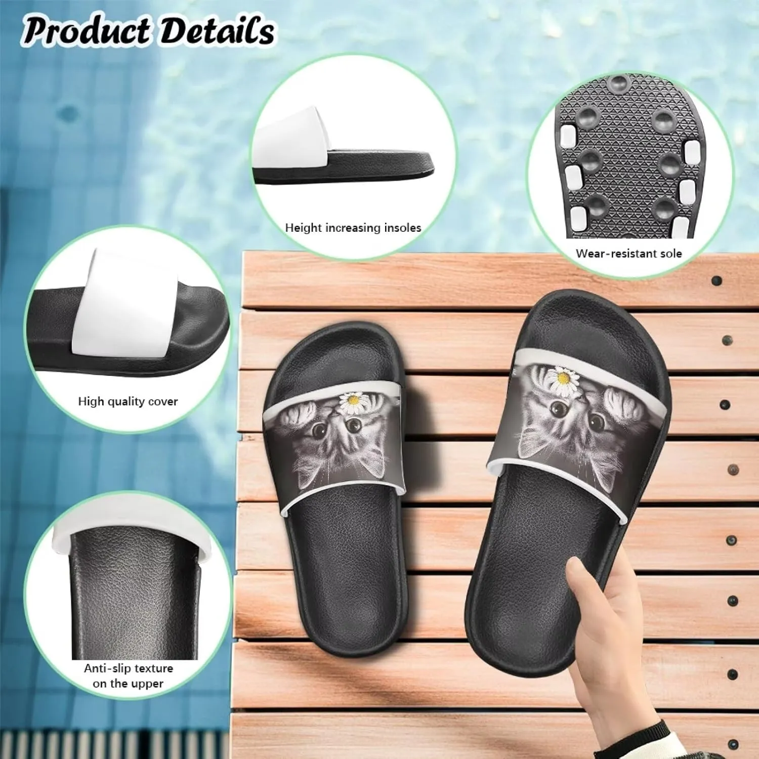 Boy & Girls Slide Sandals Kids Shower Shoes Non Slip Summer Slippers Beach Sandals