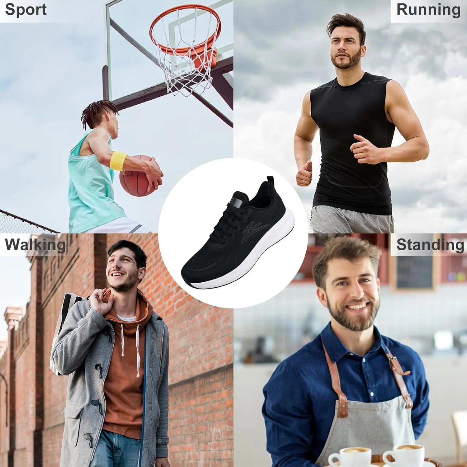 Breathable Running Shoes for Men Anti-Slip Mens Athletic Shoes Lightweight Mens Slip-On Walking Sneakers for Gym Jogging Sports and Workout