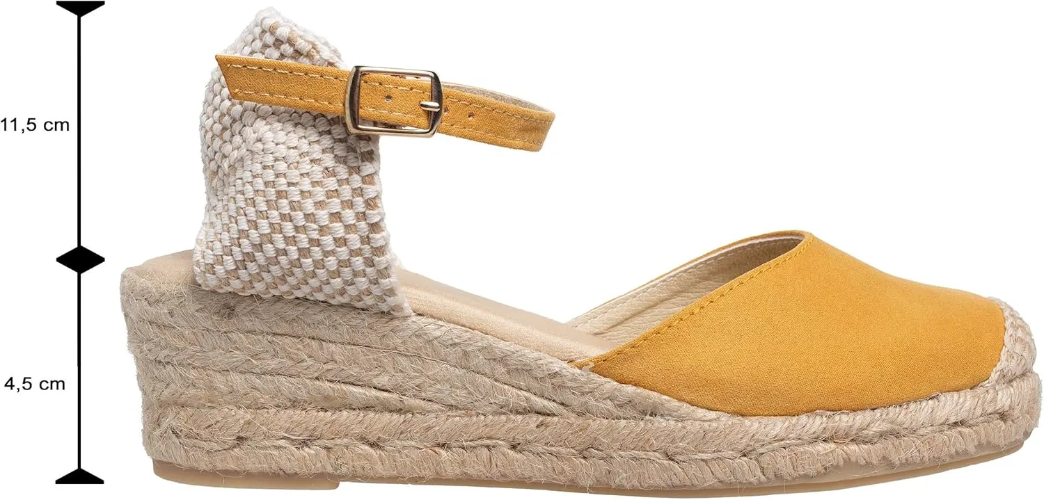 Canvas Wedge Women's Sandals with 2 Inch Heel and Breathable Cotton Canvas Upper and 100% Natural Jute Midsole for All Casual Occasions