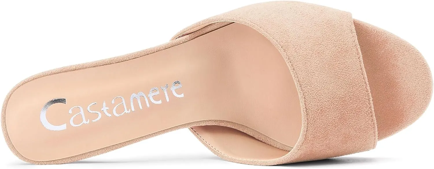 Castamere Round Open Toe Heeled Sandals for Women Mid Kitten Heels Slip-on Dress Mules Office Casual Summer Shoes 2.6 Inches Heels