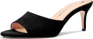 Castamere Round Open Toe Heeled Sandals for Women Mid Kitten Heels Slip-on Dress Mules Office Casual Summer Shoes 2.6 Inches Heels