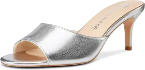 Castamere Round Open Toe Heeled Sandals for Women Mid Kitten Heels Slip-on Dress Mules Office Casual Summer Shoes 2.6 Inches Heels