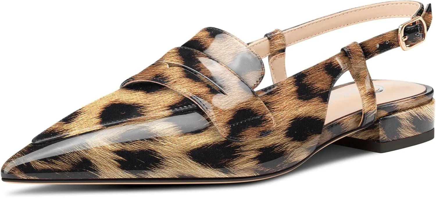 Castamere Slingback Flats for Women Close Pointed Toe Loafers Low Heel Slip-on Pumps Office Casual Dress Shoes 0.8 Inches Heels