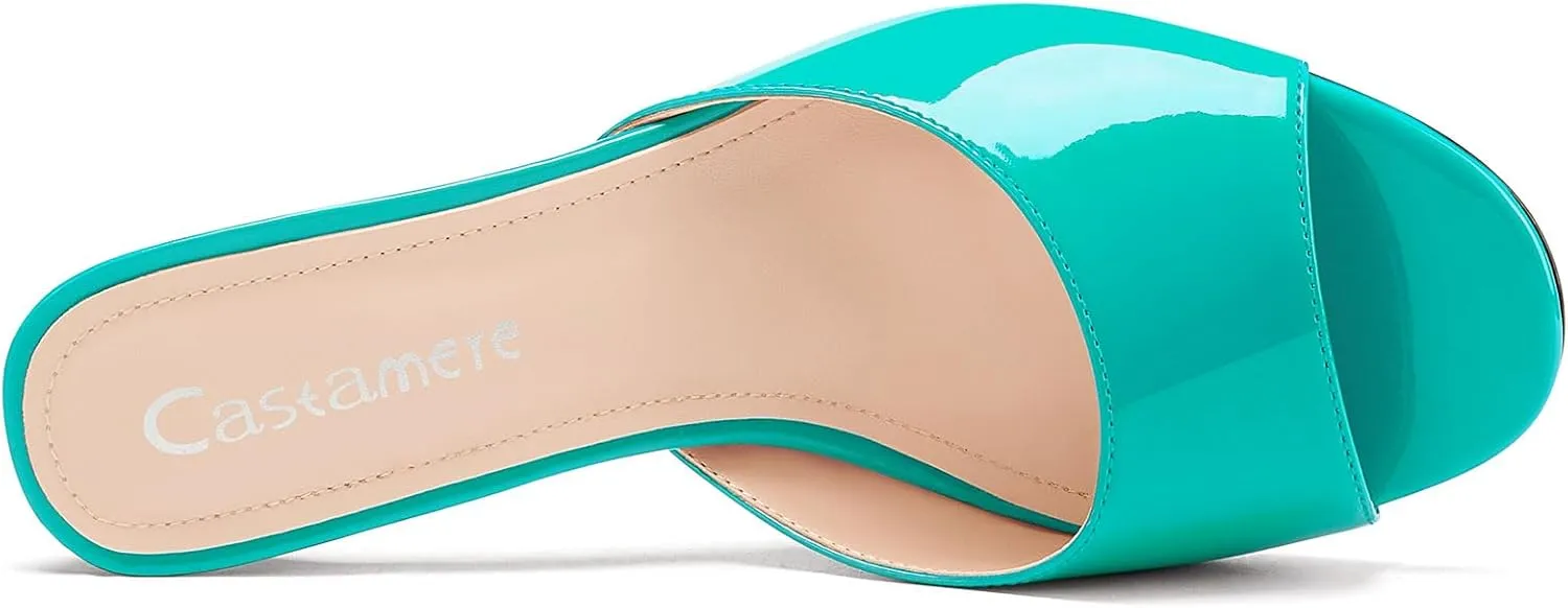 Castamere Women's Heeled Sandals Round Open Toe Kitten Heels Slip On Mules for Prom Party Wedding Vacation 2.6 Inches Heels