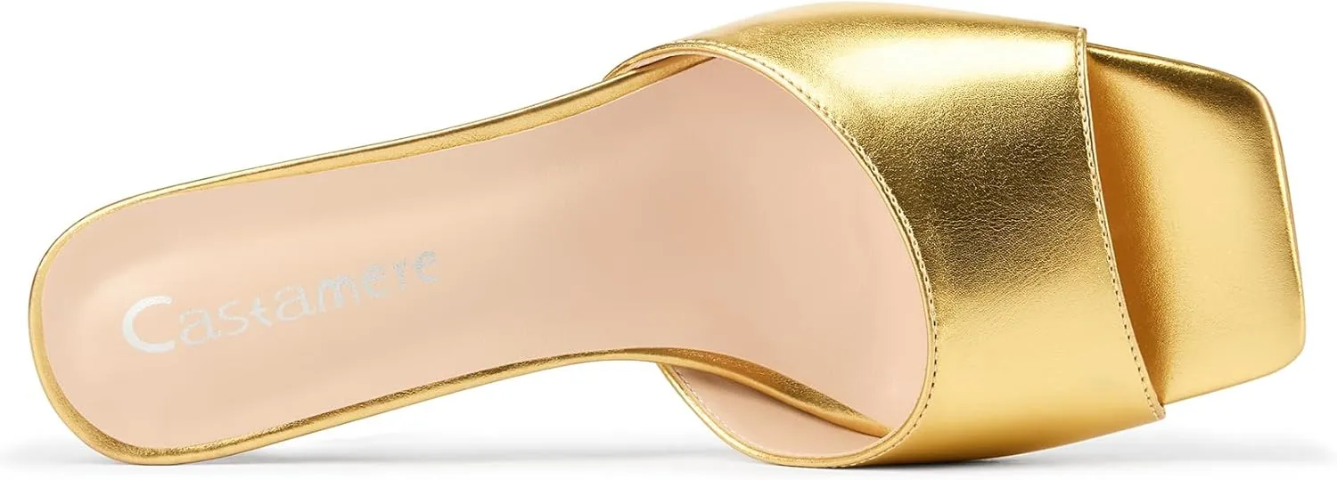 Castamere Women's Heeled Sandals Square Open Toe Kitten Heels Slip On Mules Casual Party Dress Shoes 2.6 Inches Heels