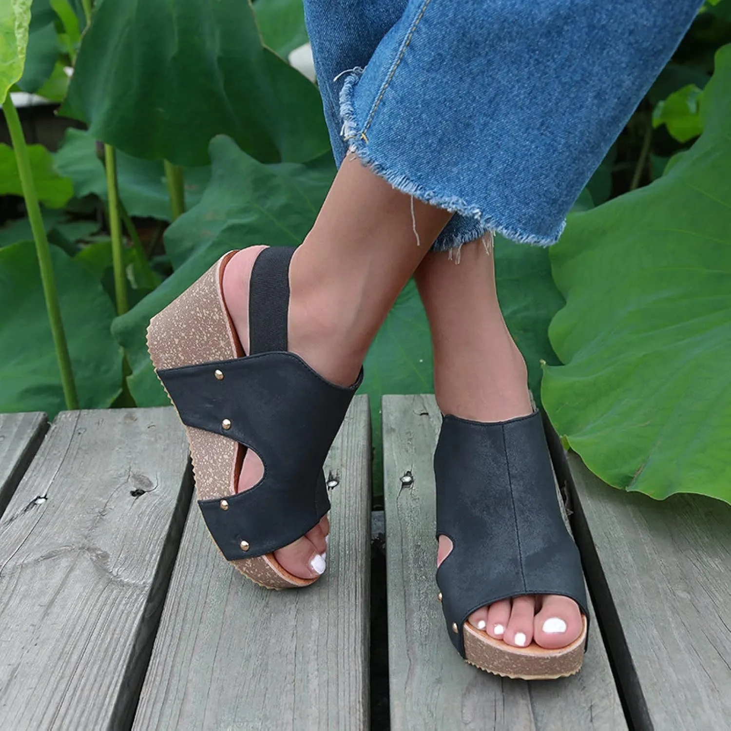 Casual Strap Platfrom Sandals,Simple Retro Women's Shoes, Round Toe Large Size Sandals,Black,41,Anti Slip Platform Sandals
