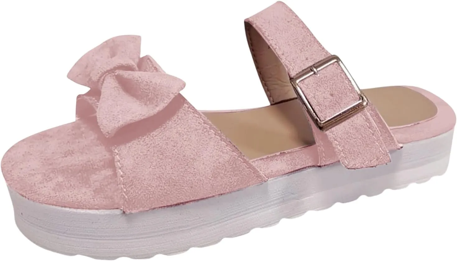 Casual Walking Wedges Thick Soled Open Toe Sandals Beach Shoes One Line Solid Color Versatile Bowknot Women's Casual