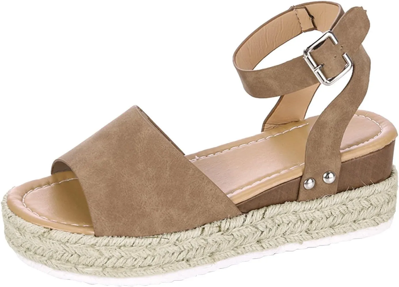 Cathalem Summer Sandals for Women 2025 Flat Open Toe Ankle Strap Espadrilles Flatform Platform Wedge Sandals Women