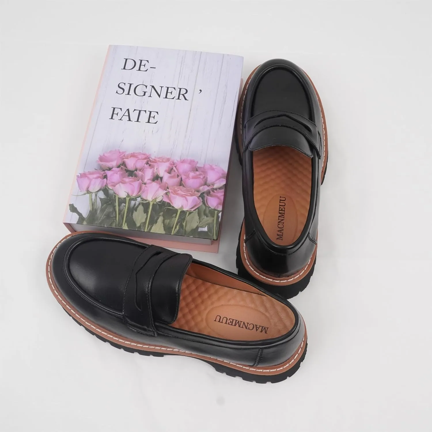 Chunky Loafers Women Platform Loafers for Women Chunky Heel Lug Sole Loafers for Women Slip ons Round Toe