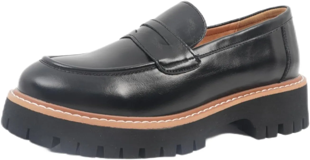 Chunky Loafers Women Platform Loafers for Women Chunky Heel Lug Sole Loafers for Women Slip ons Round Toe