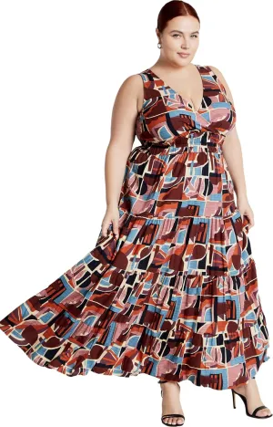 City Chic Women's Maxi Dress-Amara Print