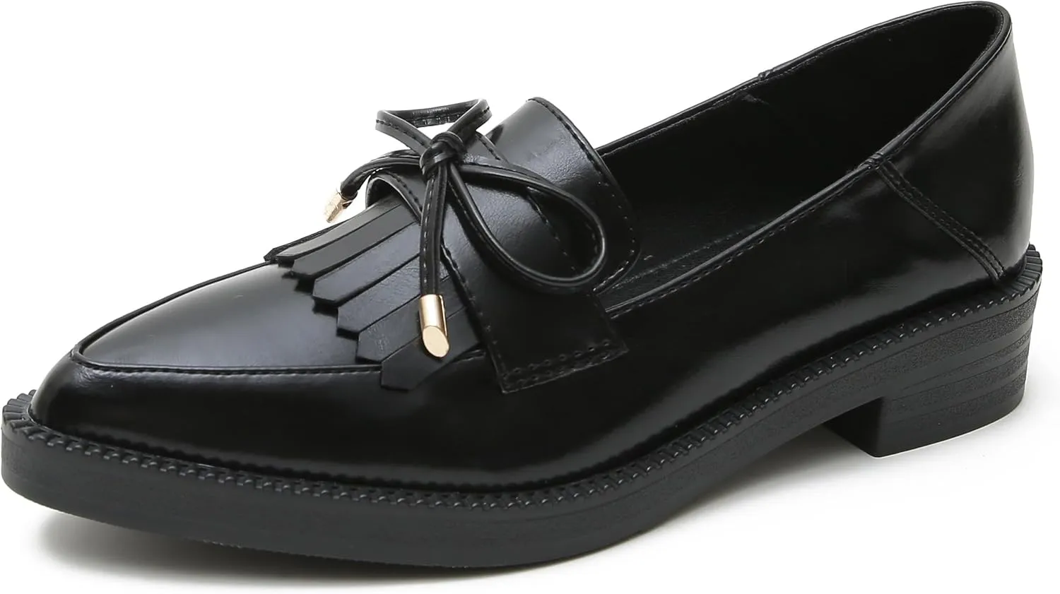 Classic Women's Chunky Loafers Platform Comfortable Slip-On Dressy Business Casual Shoes with Fringe