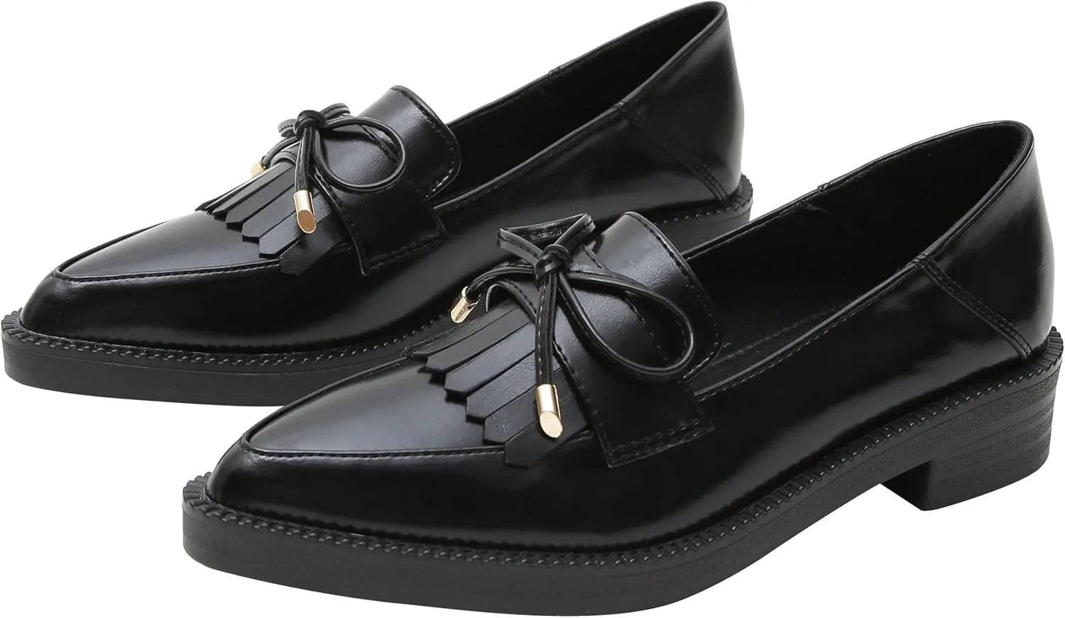 Classic Women's Chunky Loafers Platform Comfortable Slip-On Dressy Business Casual Shoes with Fringe