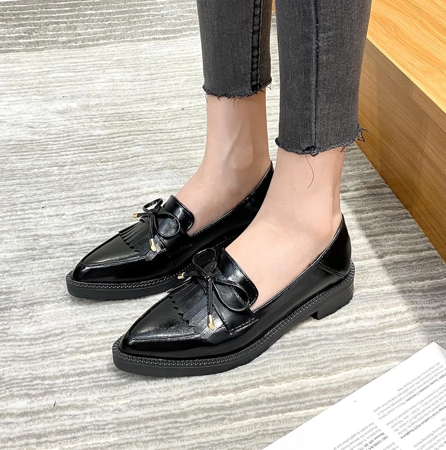 Classic Women's Chunky Loafers Platform Comfortable Slip-On Dressy Business Casual Shoes with Fringe