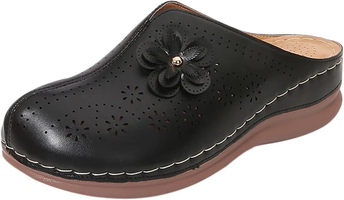 Clogs for Women Close Toe Orthopedic Sandals with Arch Support Summer Slip On Wedge Sandals Comfortable Buckle Slingback Mules