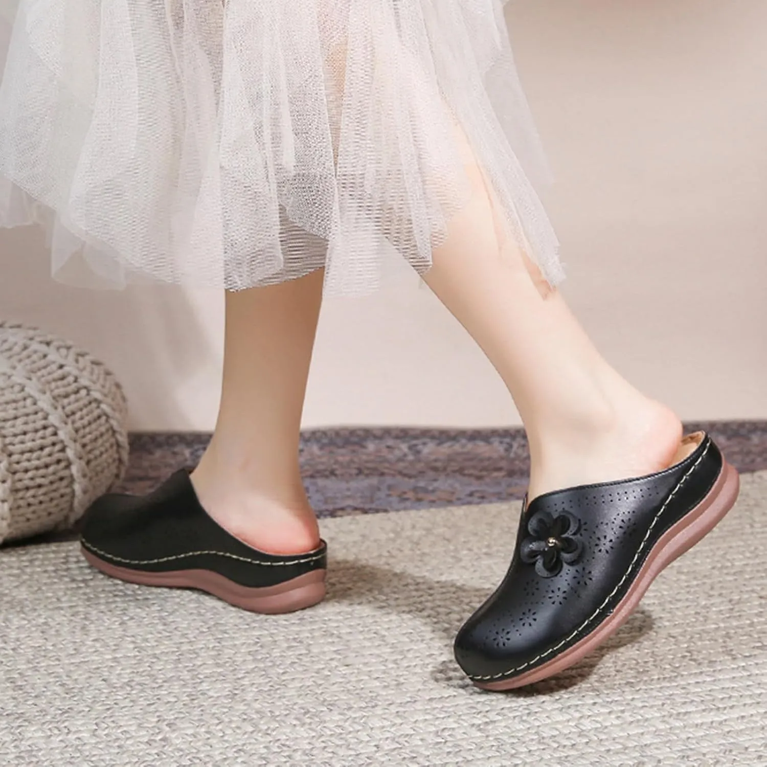 Clogs for Women Close Toe Orthopedic Sandals with Arch Support Summer Slip On Wedge Sandals Comfortable Buckle Slingback Mules