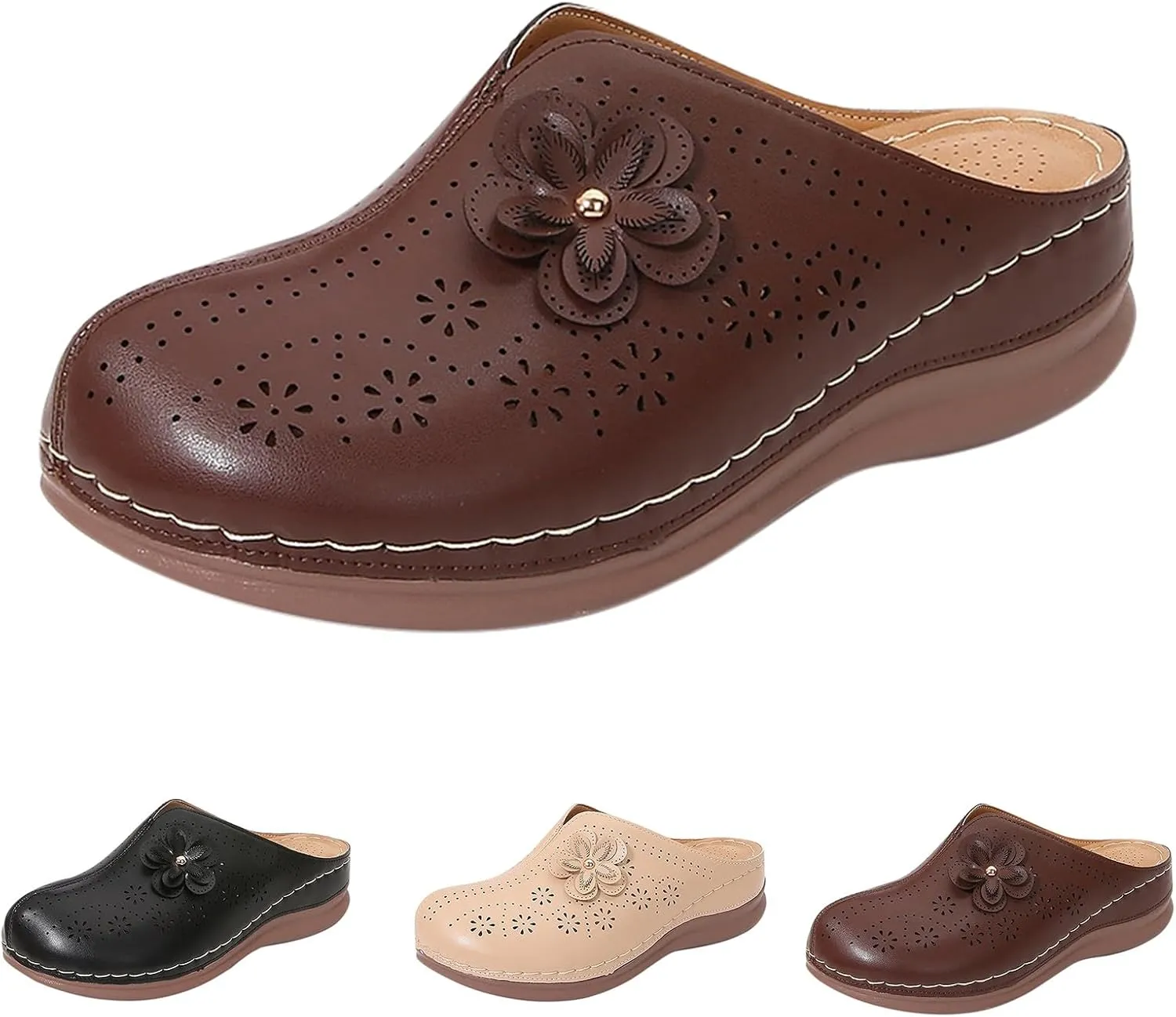 Clogs for Women Close Toe Orthopedic Sandals with Arch Support Summer Slip On Wedge Sandals Comfortable Buckle Slingback Mules