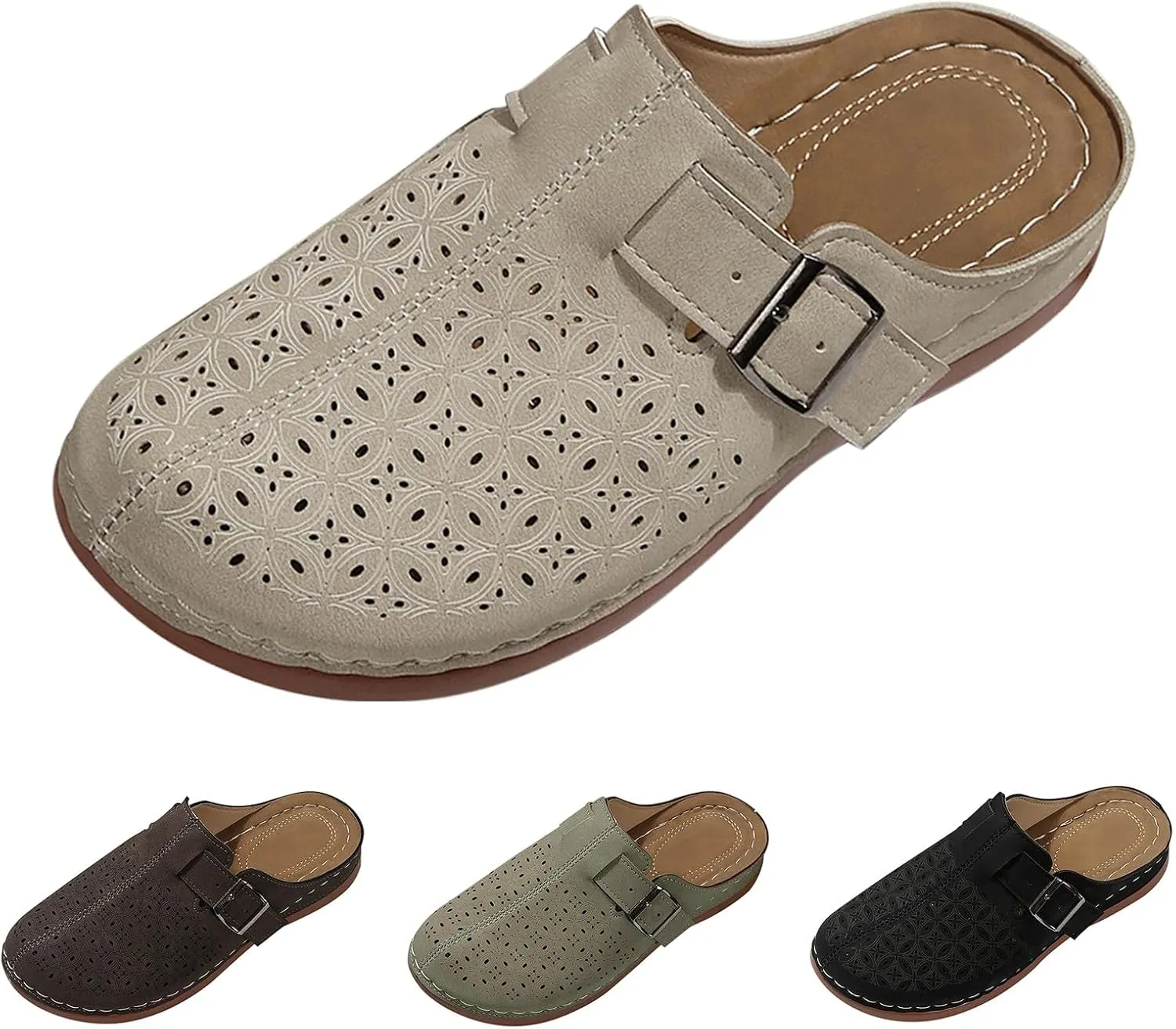Clogs for Women Close Toe Wedge Sandals with Arch Support Summer Slip On Orthopedic Sandals Comfortable Slingback Buckle Mules