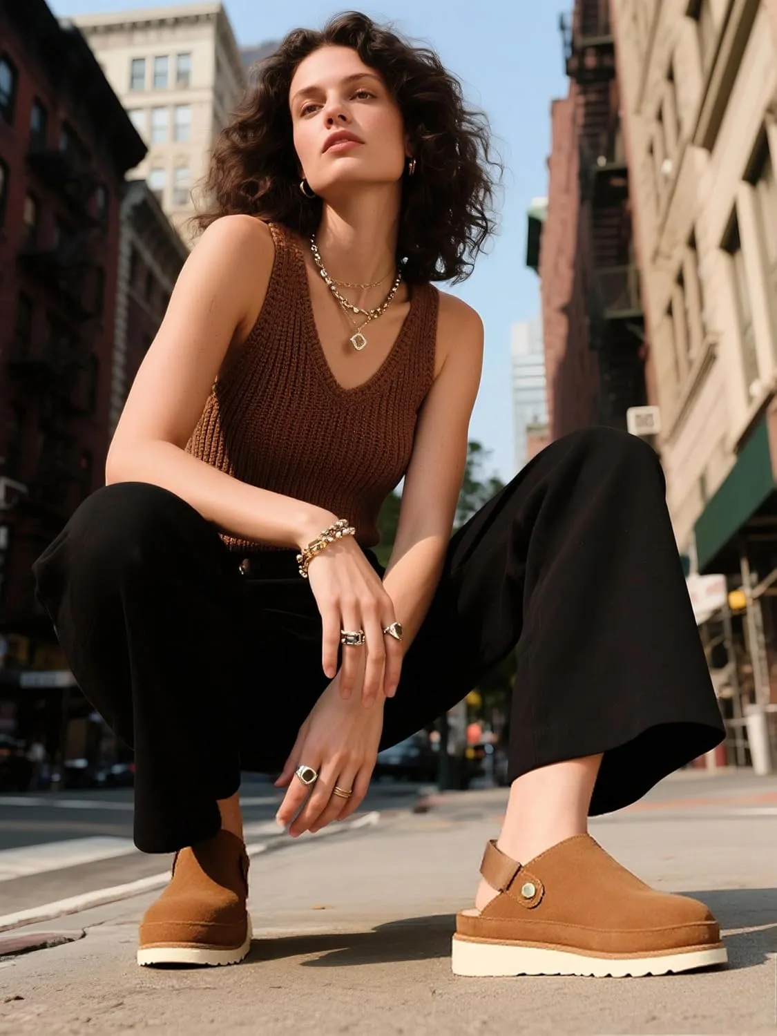 Clogs for Women Platform Genuine Leather Suede Women's Mules & Clogs with Strap Slip on Shoes Sandals Arch Support Adjustable Slip-On Indoor and Outdoor