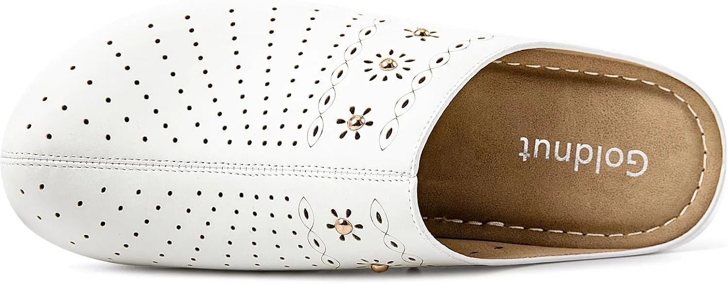 Closed Toe Clogs for Women Slip-On Mules: Comfortable Women's Mule & Clog with Carved Floral Design