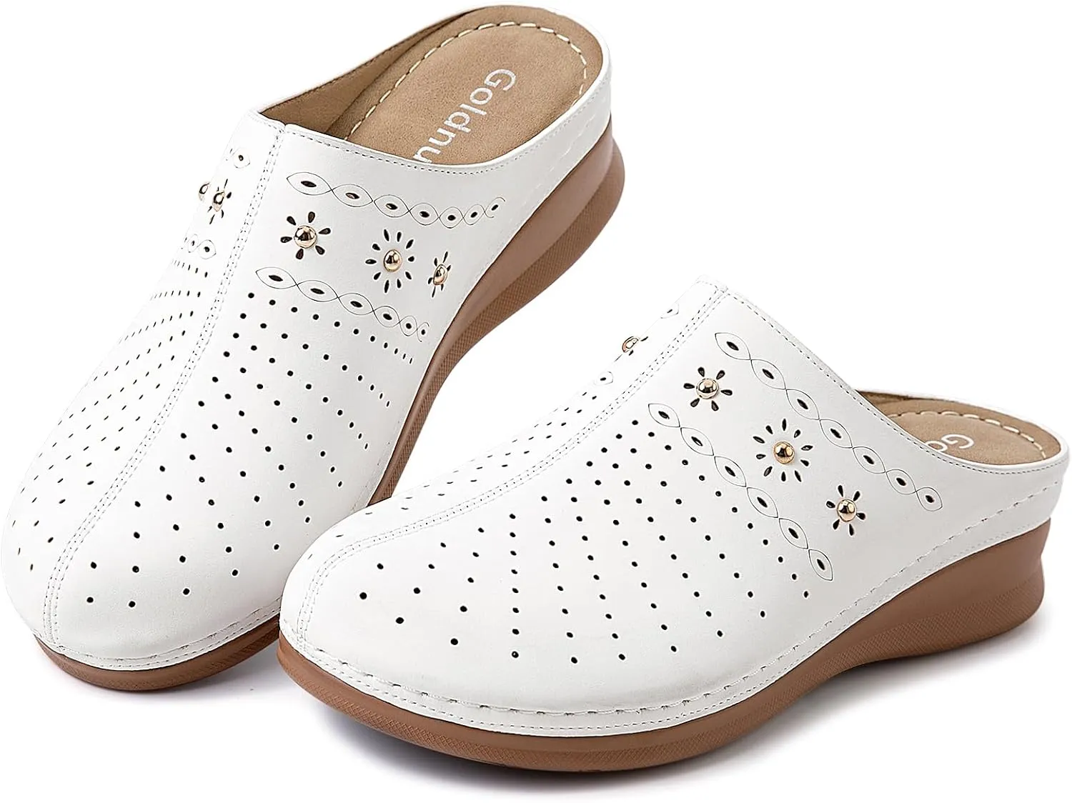 Closed Toe Clogs for Women Slip-On Mules: Comfortable Women's Mule & Clog with Carved Floral Design