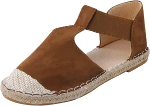 Closed Toe Flats for Women 2025 Wide Width Espadrilles Summer Casual Shoes Ankle Strappy Low Heels Beach Walking Sandals Non Slip Lightweight Breathable Comfortable Sandal Ladies Office Shoes