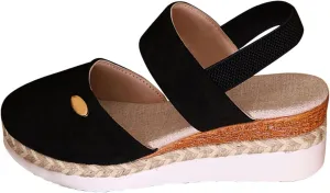Closed Toe Platform Sandals for Women Buckle Ankle Strap Espadrilles Dressy Platform Shoes Summer Anti Slip Wedges Shoes