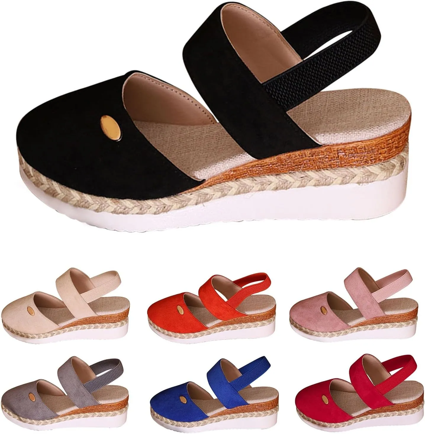 Closed Toe Platform Sandals for Women Buckle Ankle Strap Espadrilles Dressy Platform Shoes Summer Anti Slip Wedges Shoes