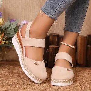 Closed Toe Platform Wedge Sandals, 2025 Espadrilles Wedges for Women Heel Casual, Women's Espadrilles Dressy Sandals, Comfortable Anti Slip Summer Shoes with Adjustable Buckle Ankle Strap