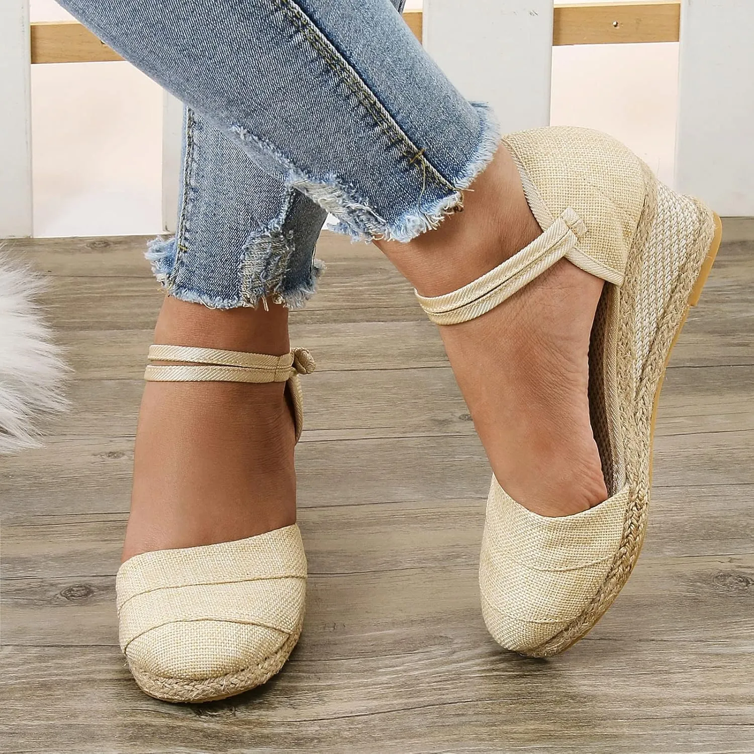 Closed Toe Sandals Women 2025 Women's Ankle Strap Closed Toe Espadrille Wedge Sandals Casual Comfortable Low Wedge Heels Platform Wedge Shoes