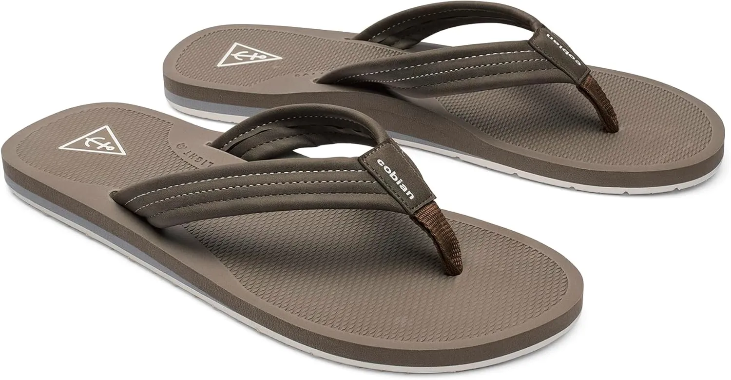 Cobian Men’s Anchor Synthetic Leather Strap Flip-Flop Sandals