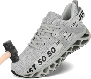 COKAFIL Steel Toe Shoes for Men Women Slip On Work Safety Cap Sneakers Comfortable Puncture Proof Slip Resistant Shoes