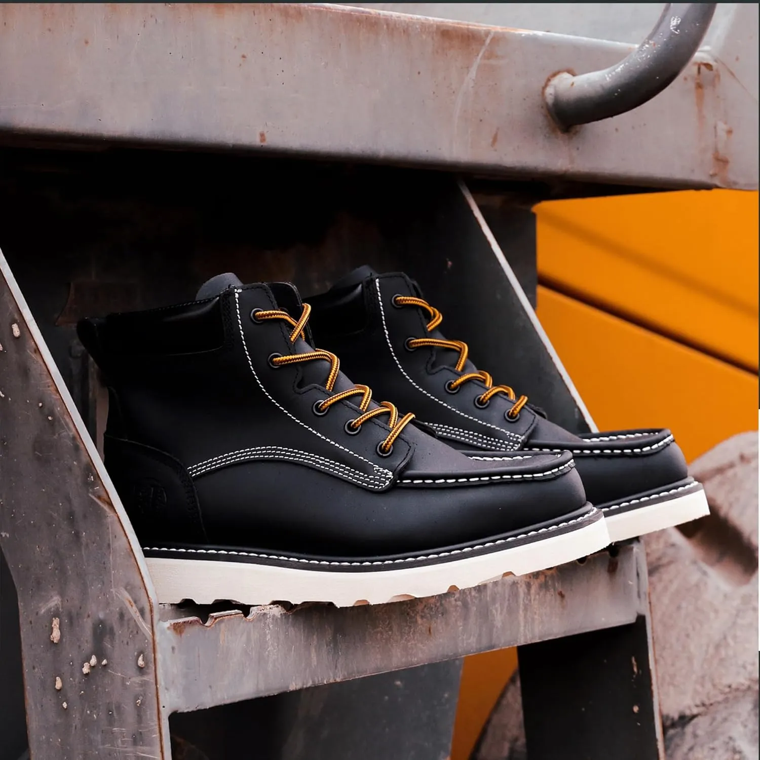 CONRAD Men's Moc Toe Safety Work Boots: 6" & 8" Soft Toe, Composite Toe, Waterproof, Slip Resistant, Puncture-proof EH Safety Boots