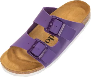 Corfu PF Women's Mules - Slippers with Natural Cork Footbed - Comfortable Sandals - Two-Strap - Made in Spain