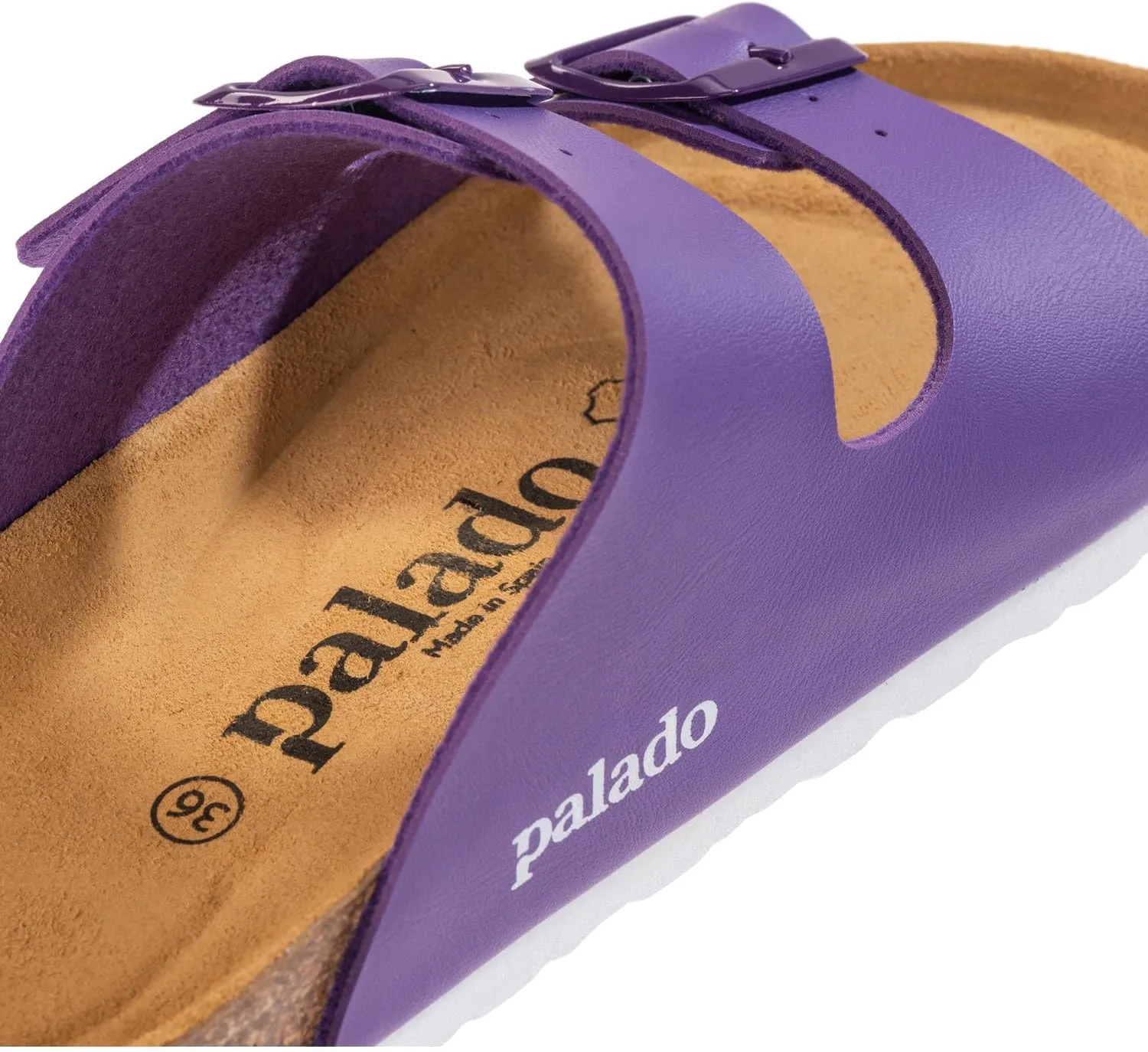 Corfu PF Women's Mules - Slippers with Natural Cork Footbed - Comfortable Sandals - Two-Strap - Made in Spain