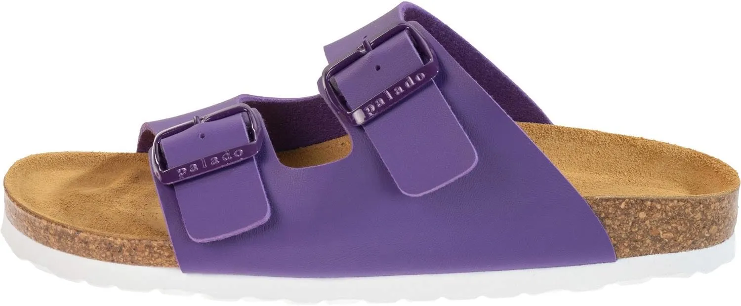 Corfu PF Women's Mules - Slippers with Natural Cork Footbed - Comfortable Sandals - Two-Strap - Made in Spain
