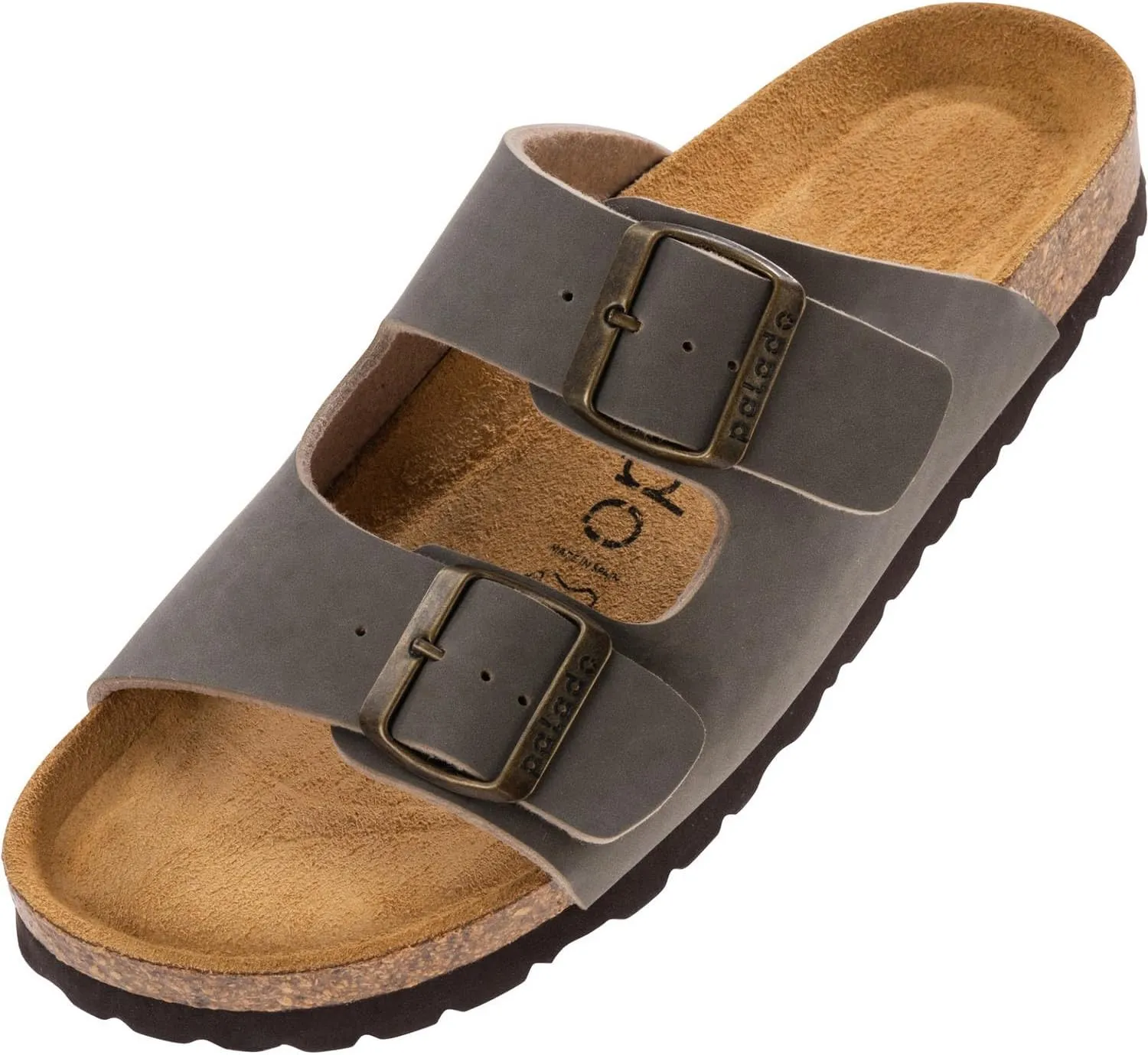 Corfu PF Women's Mules - Slippers with Natural Cork Footbed - Comfortable Sandals - Two-Strap - Made in Spain