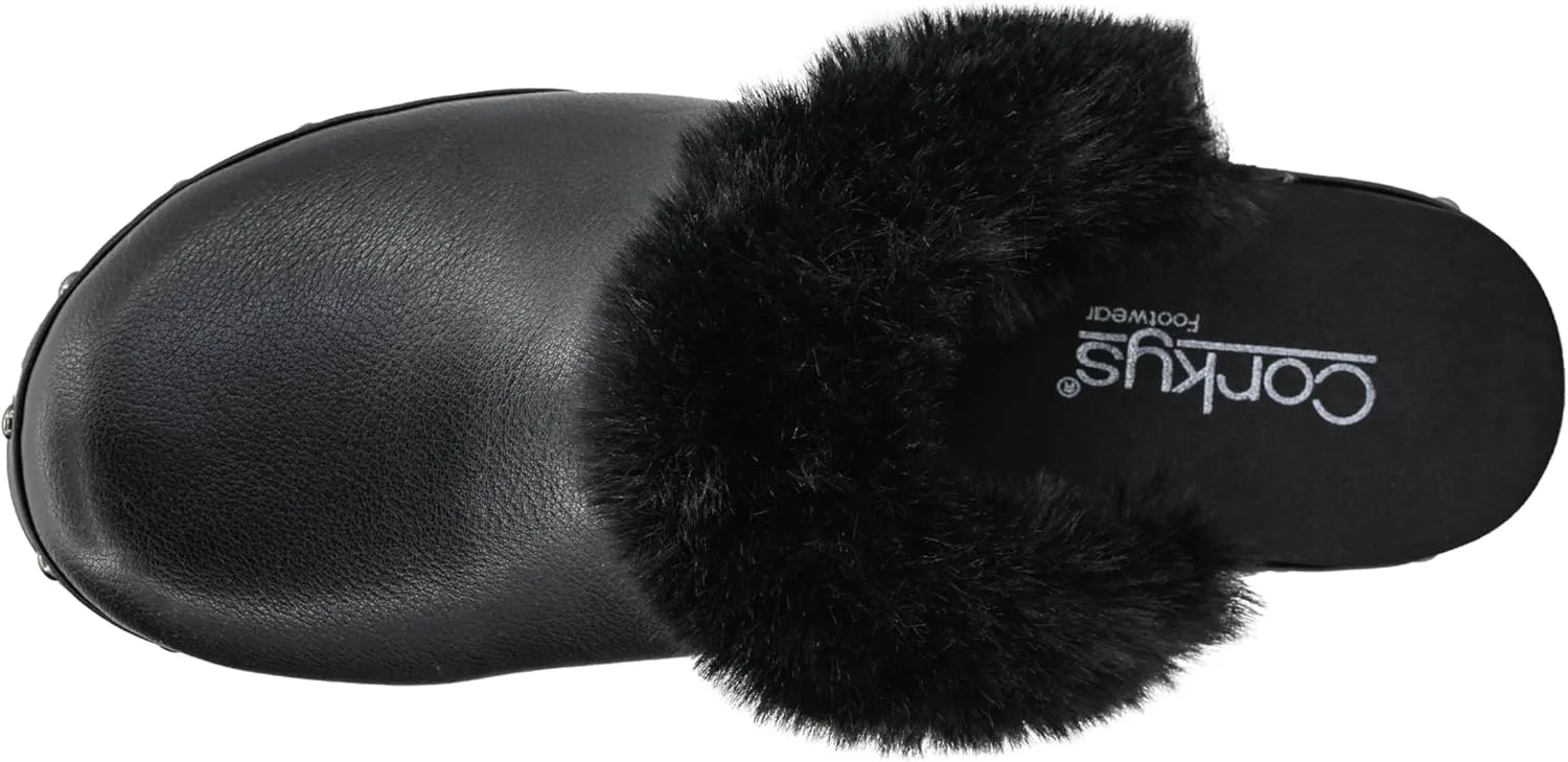 Corkys Footwear Just Fur Fun 1.75-Inch Wedge Mules, Slip-On, Memory Foam Insoles, Faux Fur Lining, Chic, Comfortable, Elegant Fall Footwear