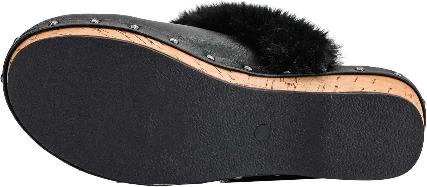 Corkys Footwear Just Fur Fun 1.75-Inch Wedge Mules, Slip-On, Memory Foam Insoles, Faux Fur Lining, Chic, Comfortable, Elegant Fall Footwear