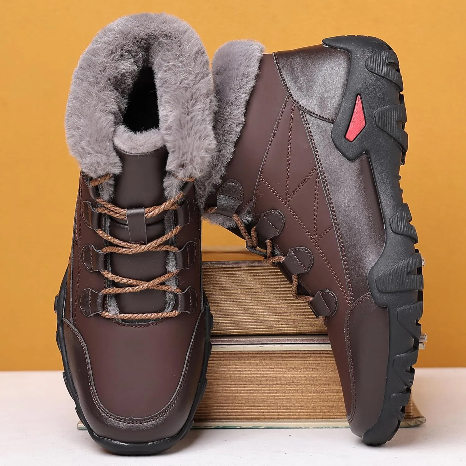 COSIDRAM Mens Snow Boots Outdoor Winter Warm Hiking Ankle Boots Anti Slip Insulated Work Shoes